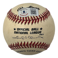 George Pfister Autographed Official National League Dodgers Baseball Beckett