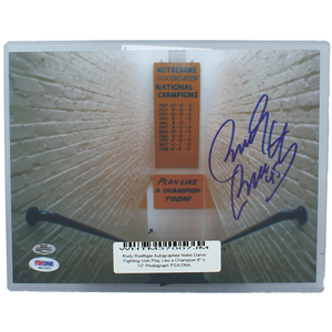 Rudy Ruettiger Autographed Notre Dame Fighting Irish Play Like a Champion 8" x 10" Photograph PSA/DNA