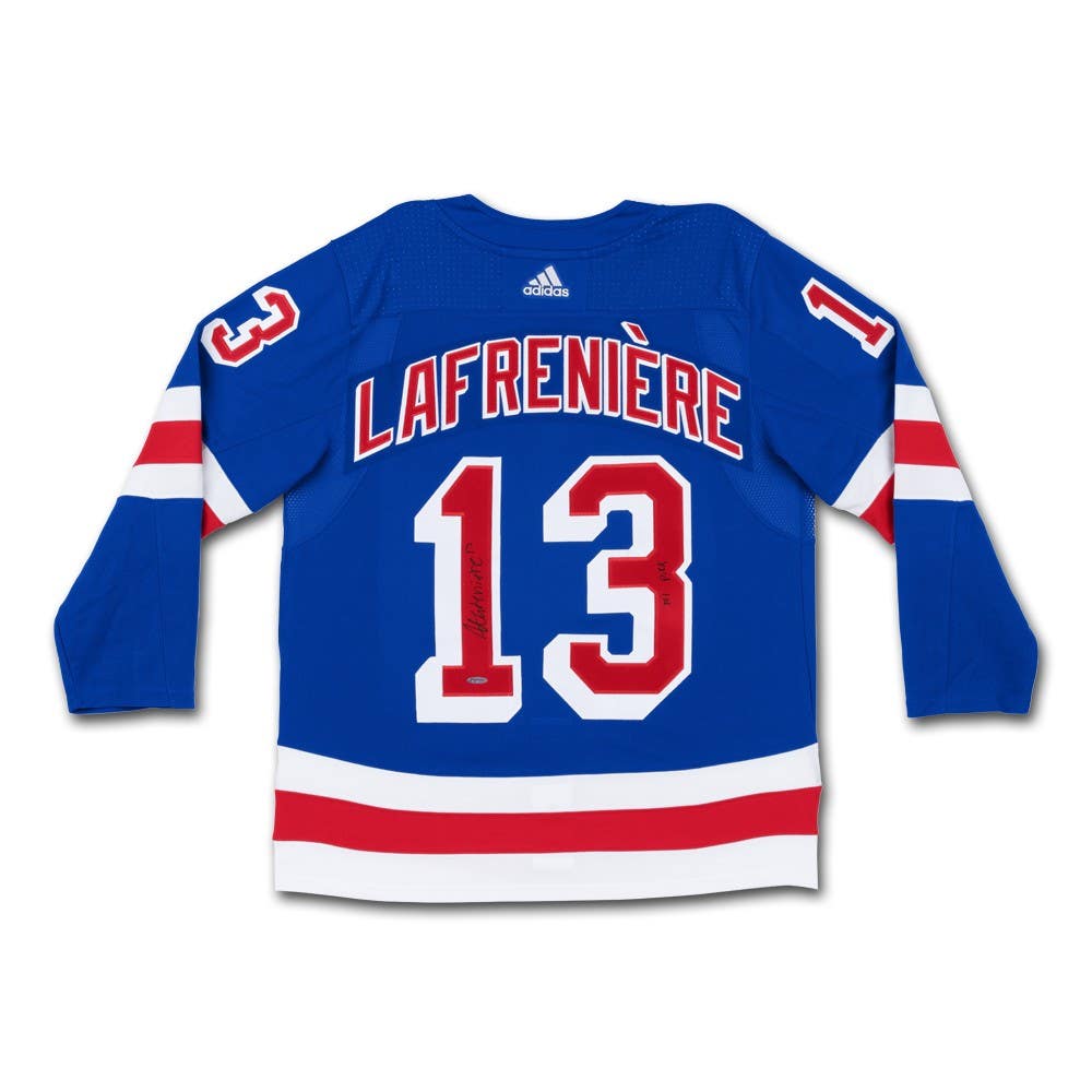 ALEXIS LAFRENIERE Autographed & Inscribed “#1 Pick” Authentic Blue Adidas New York Rangers Jersey UDA