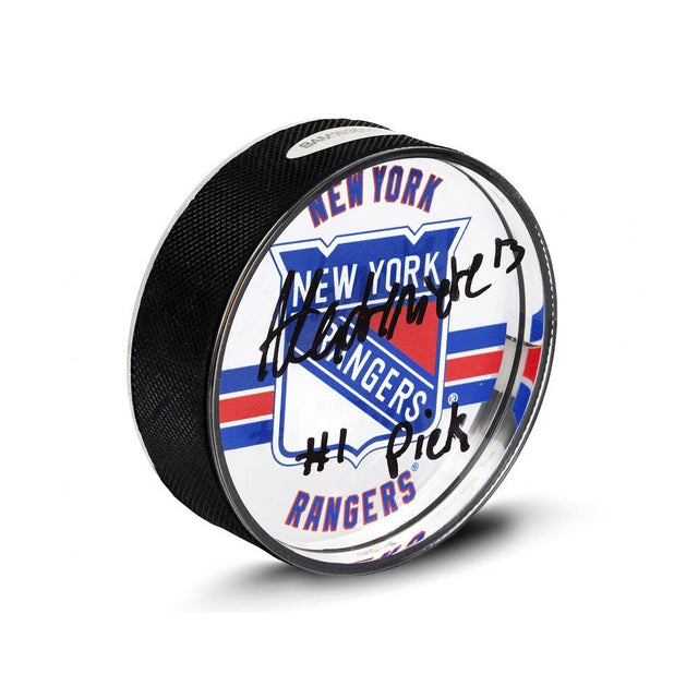 ALEXIS LAFRENIERE Autographed & Inscribed New York Rangers Acrylic Puck UDA