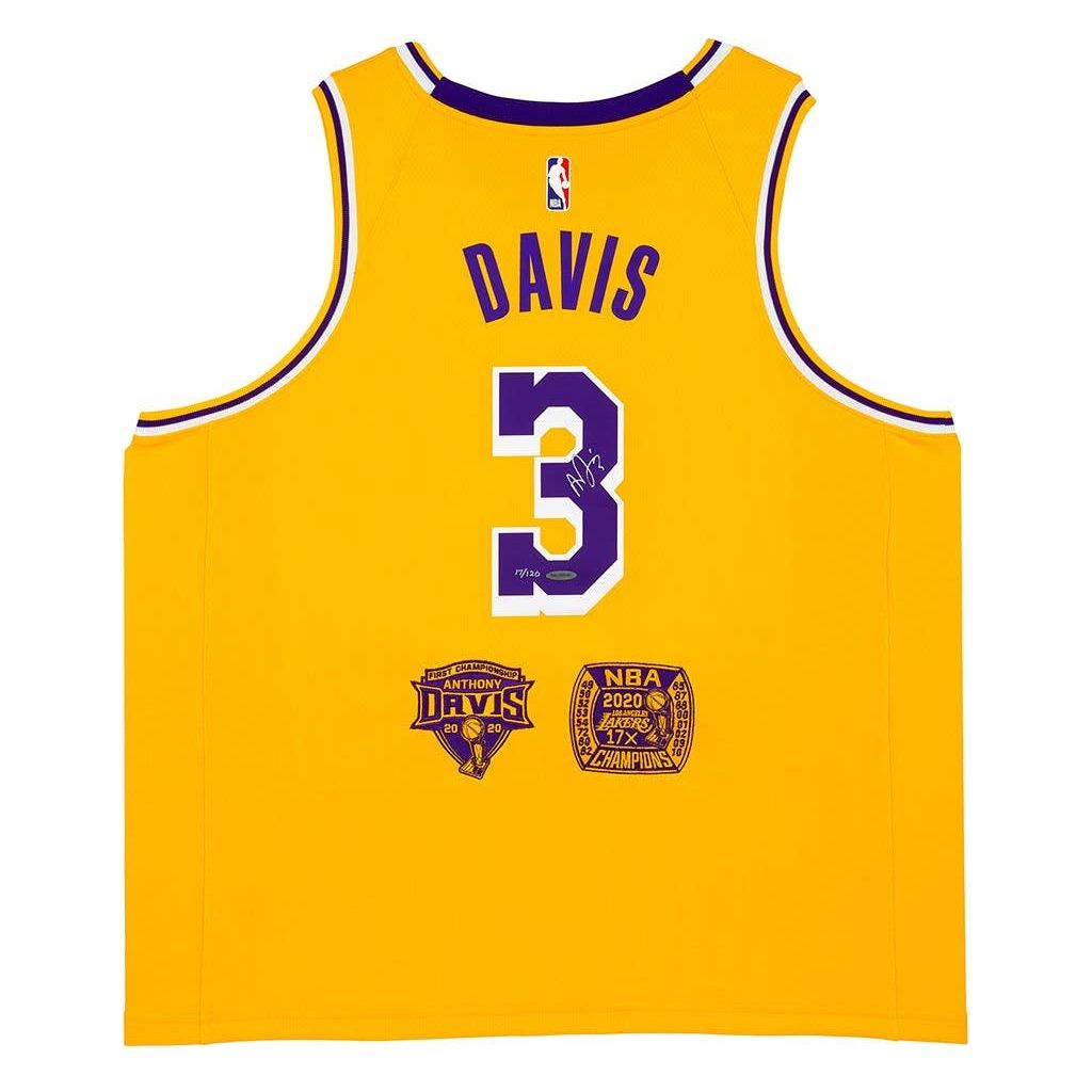 ANTHONY DAVIS Autographed Los Angeles Lakers Icon Edition Swingman Nike Jersey With Dual Championship Embroidered Patches UDA