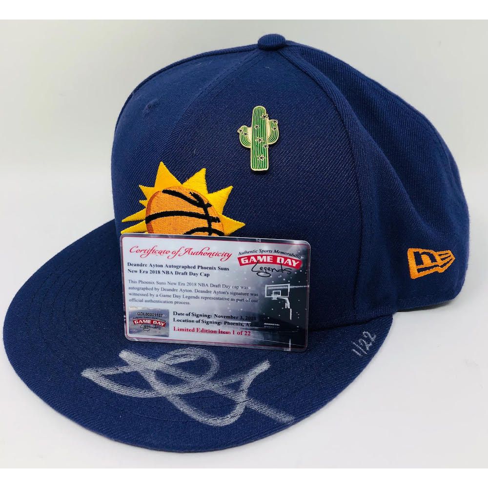 DEANDRE AYTON Autographed Phoenix Suns New Era 2018 Draft Day Cap GDL LE 1/22