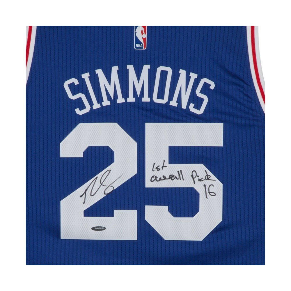 BEN SIMMONS Autographed & Inscribed Philadelphia 76ers Away Jersey UDA