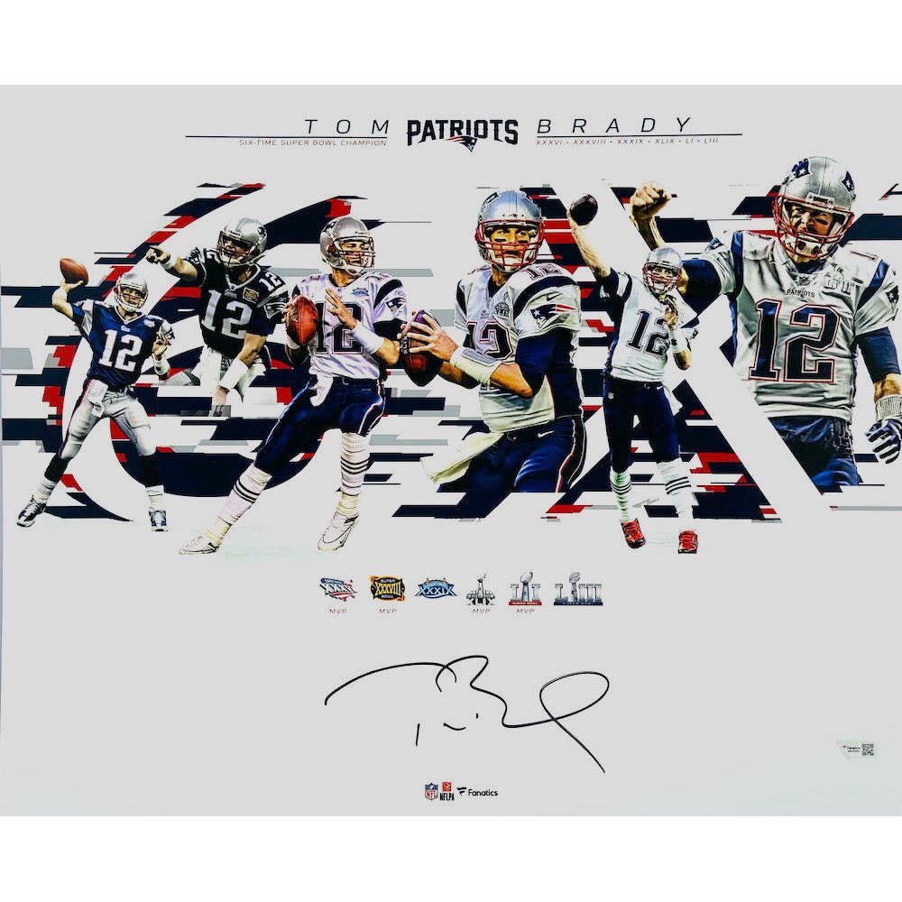 TOM BRADY Autographed New England Patriots 6x SB Collage 16" x 20" Photograph FANATICS
