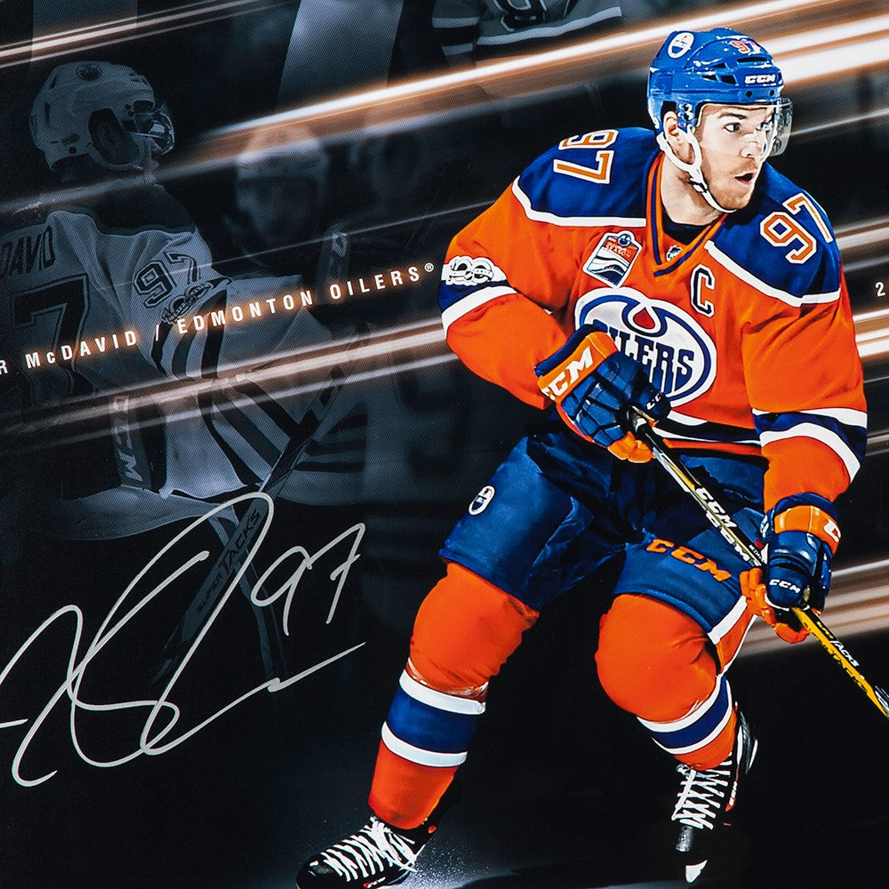 CONNOR MCDAVID Autographed Edmonton Oilers "Playoff Collage" 20 x 24 UDA LE 97