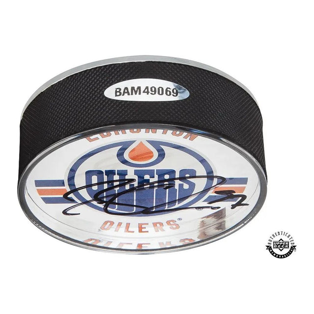 CONNOR MCDAVID Autographed Edmonton Oilers Acrylic Hockey Puck UDA