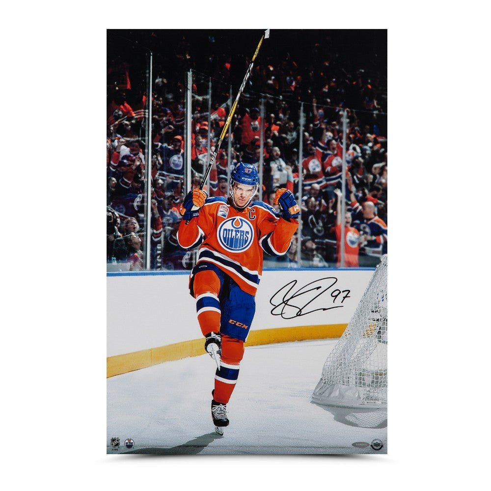 CONNOR MCDAVID Autographed Edmonton Oilers "Home Opener Celebration" 24 x 16 Photo UDA
