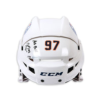 CONNOR McDAVID Autographed "Art Ross" Authentic CCM Edmonton Oilers White Helmet UDA LE 97