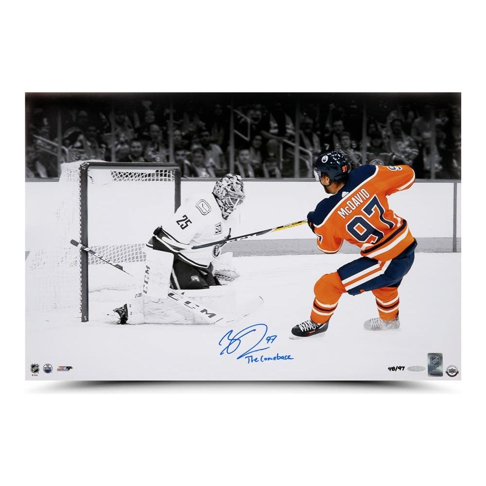 CONNOR MCDAVID Autographed & Inscribed Edmonton Oilers "Comeback" 24x16 Photo UDA