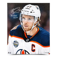 CONNOR McDAVID Edmonton Oilers Autographed "18 Global Series" 20 x 24 Canvas UDA LE 97