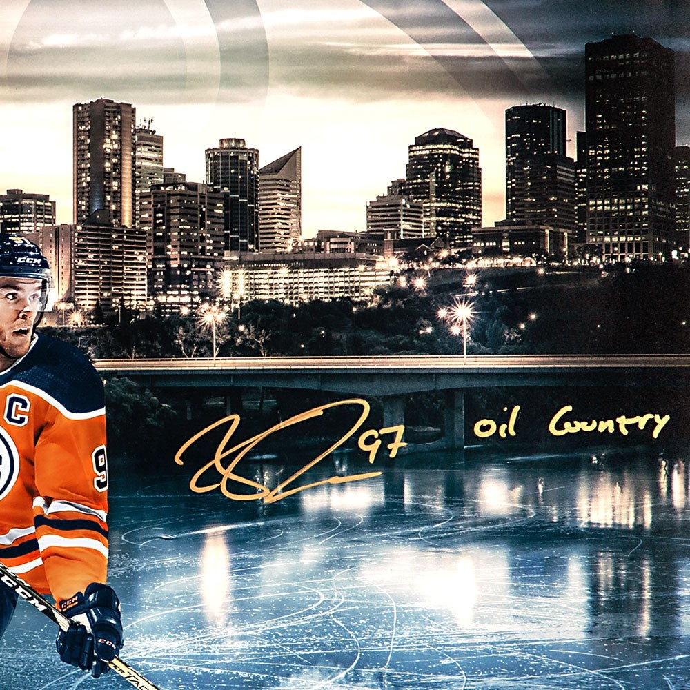 CONNOR McDAVID Autographed Edmonton Oilers "River City" Oilers 20 x 24 Photograph UDA LE 97