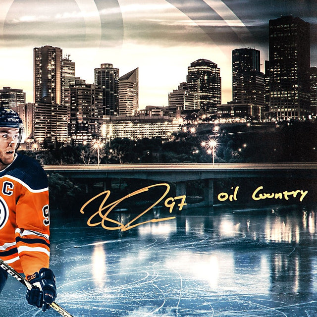CONNOR McDAVID Autographed Edmonton Oilers "River City" Oilers 20 x 24 Photograph UDA LE 97