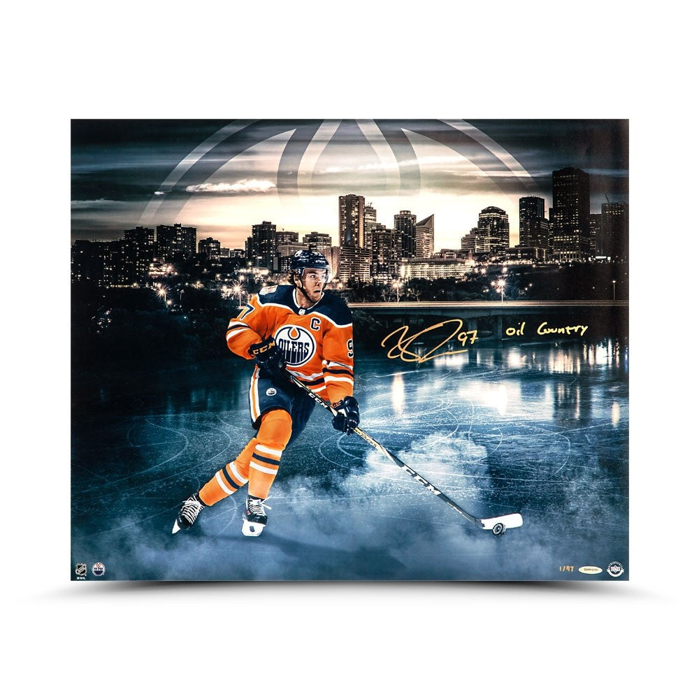 CONNOR McDAVID Autographed Edmonton Oilers "River City" Oilers 20 x 24 Photograph UDA LE 97