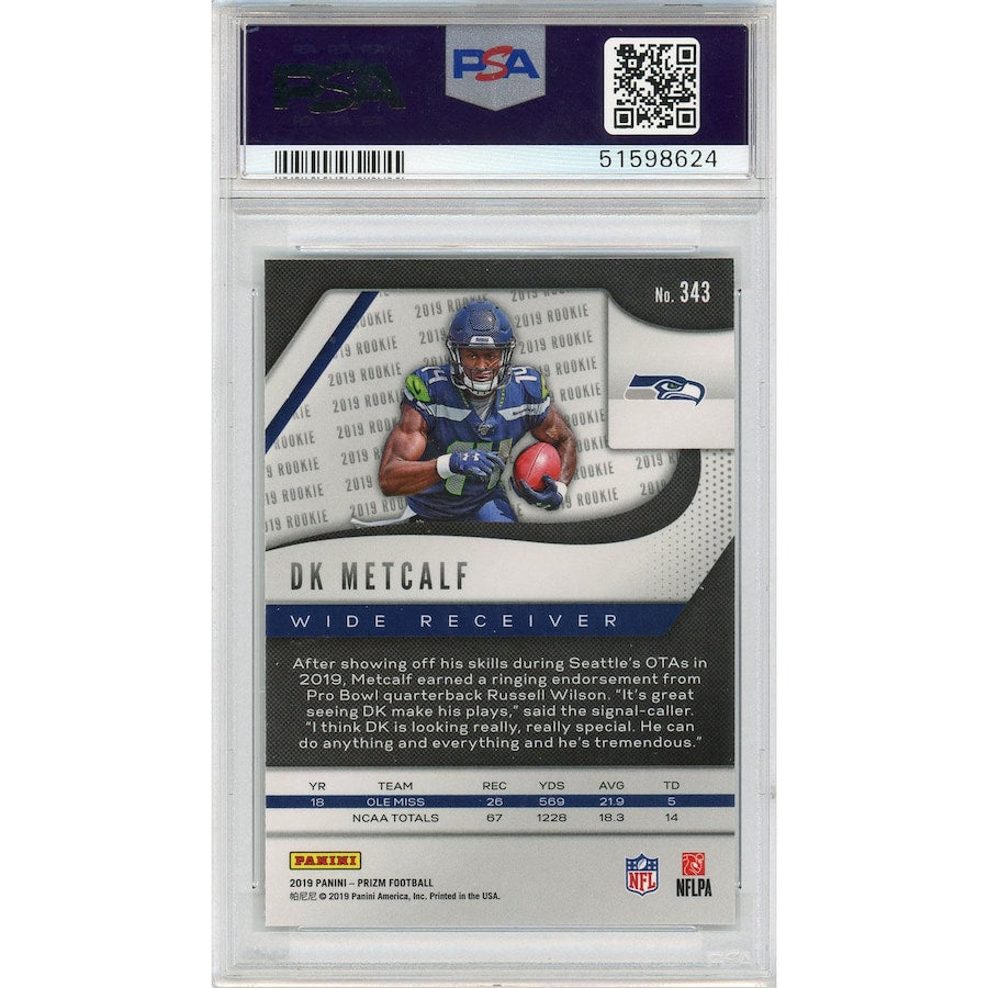 D.K. METCALF Seattle Seahawks 2019 Panini Prizm RC #343 Card PSA Gem Mint 10