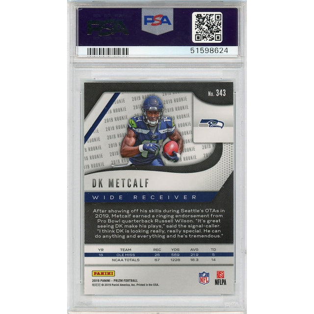 D.K. METCALF Seattle Seahawks 2019 Panini Prizm RC #343 Card PSA Gem Mint 10