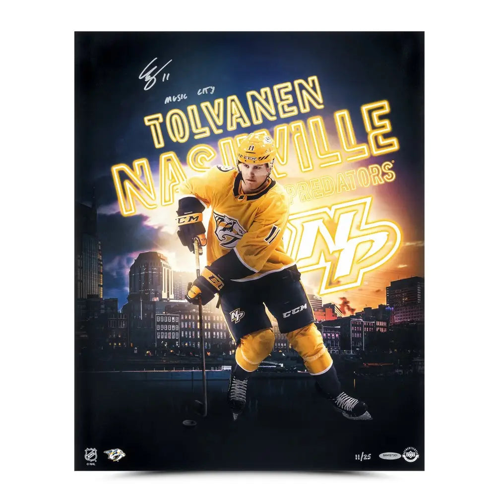 EELI TOLVANEN Autographed & Inscribed Nashville Predators “Nashville Skyline” 16x20 Photo UDA