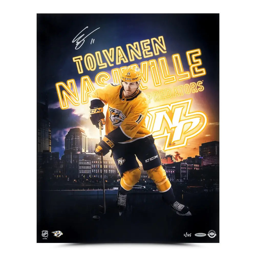 EELI TOLVANEN Autographed Nashville Predators “Nashville Skyline” 16x20 Photo UDA