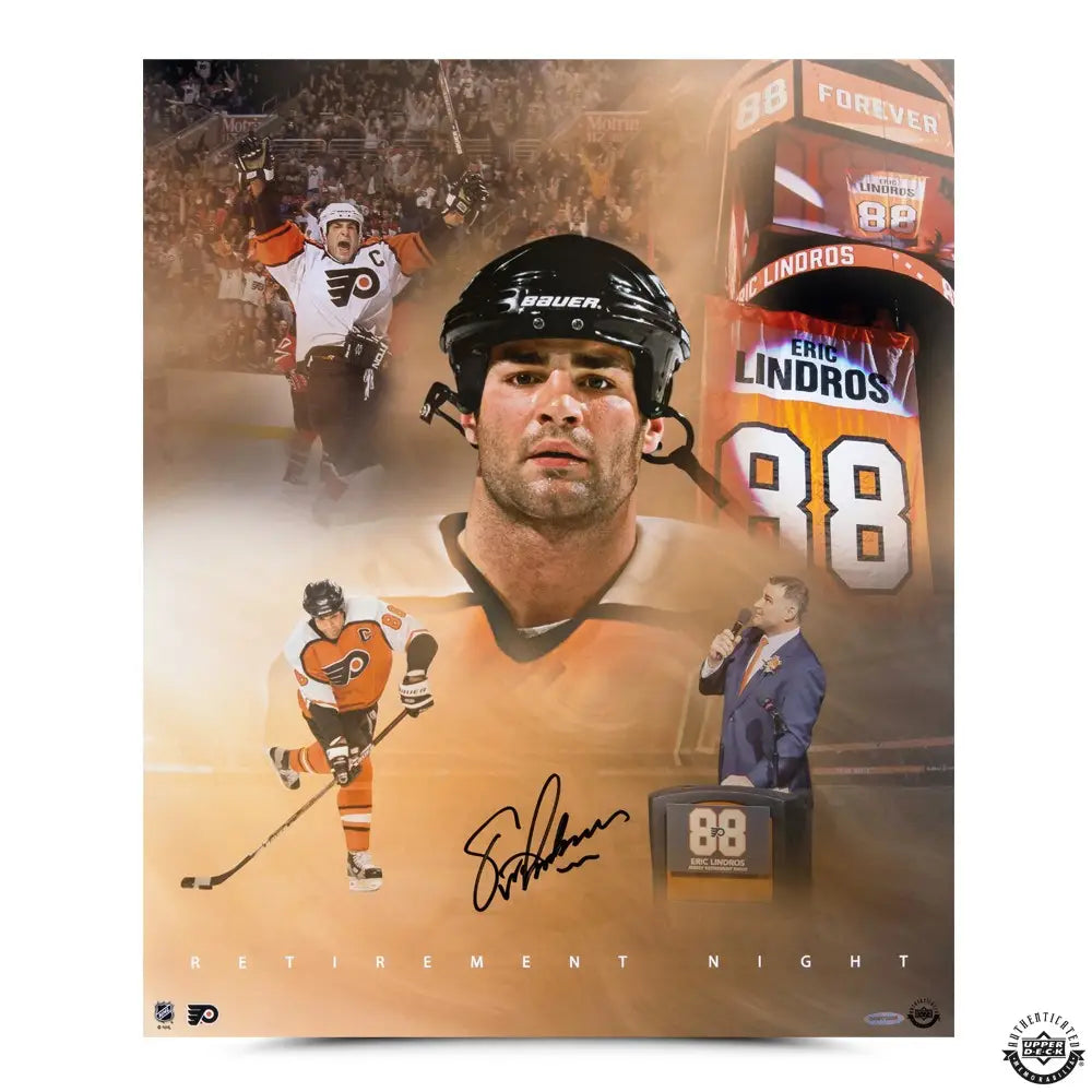 ERIC LINDROS Autographed “Retirement Night” 20x24 Image UDA