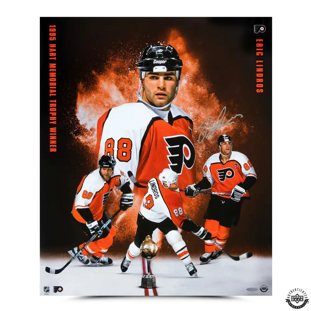 ERIC LINDROS Autographed “The Big E” 20x24 Image UDA
