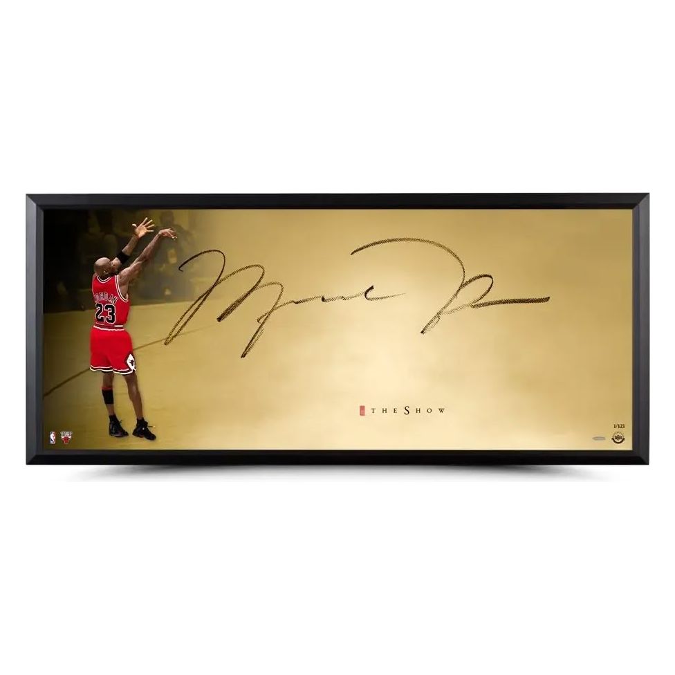 Michael Jordan Autographed 46" x 20" framed photo The Show “Shot of Gold” LE 123 Upper Deck