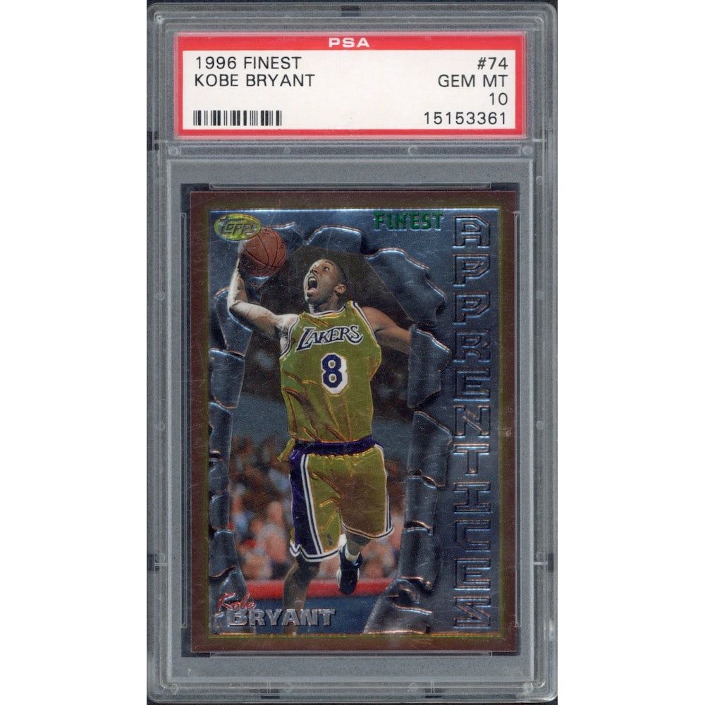 KOBE BRYANT 1996 TOPPS Finest RC #74 No Coating Rookie Lakers PSA Gem Mint 10