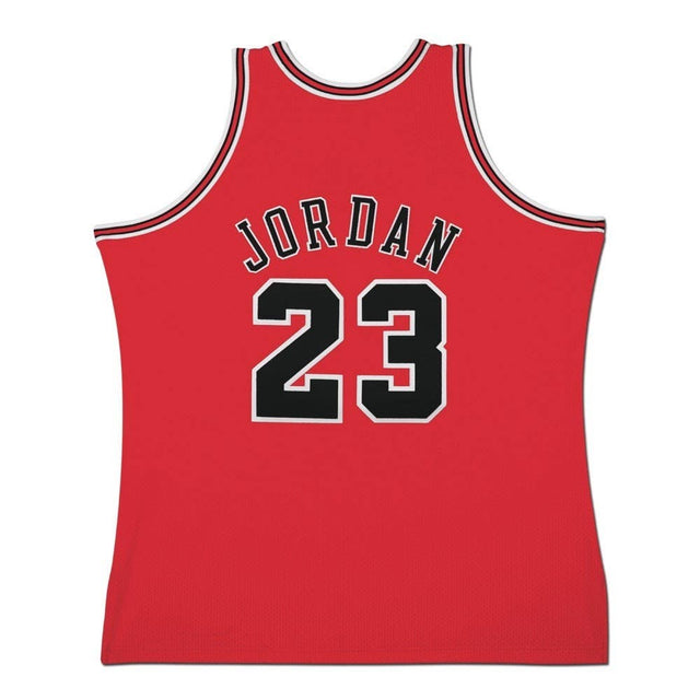 MICHAEL JORDAN Autographed 1997-98 Chicago Bulls Red With NBA Finals Patch Authentic Mitchell & Ness Jersey UDA