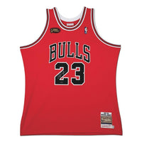 MICHAEL JORDAN Autographed 1997-98 Chicago Bulls Red With NBA Finals Patch Authentic Mitchell & Ness Jersey UDA
