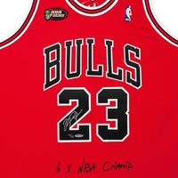 MICHAEL JORDAN Autographed & Embroidered Chicago Bulls 1997-98 Red With NBA Finals Patch Authentic Mitchell & Ness Jersey UDA