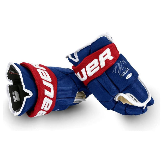 NICK SUZUKI Autographed Montreal Canadiens Bauer Vapor Pro Glove UDA