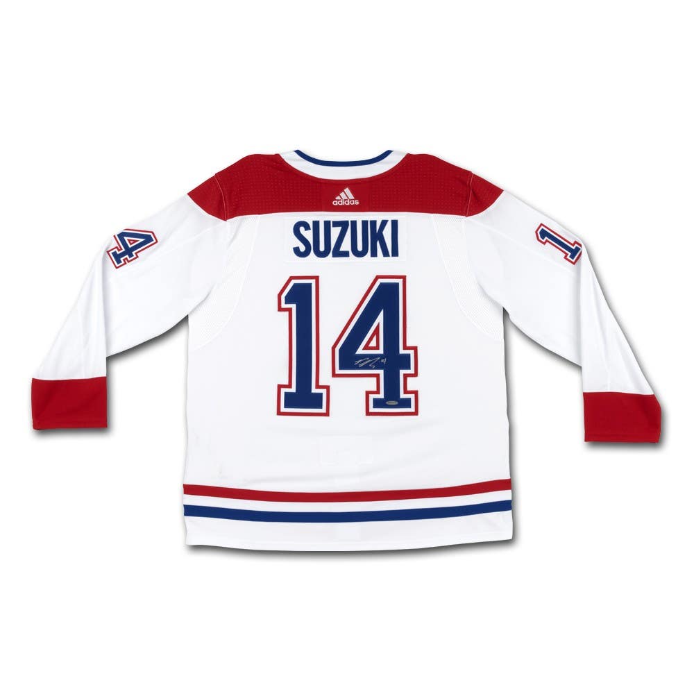 NICK SUZUKI Autographed White Montreal Canadiens Jersey UDA
