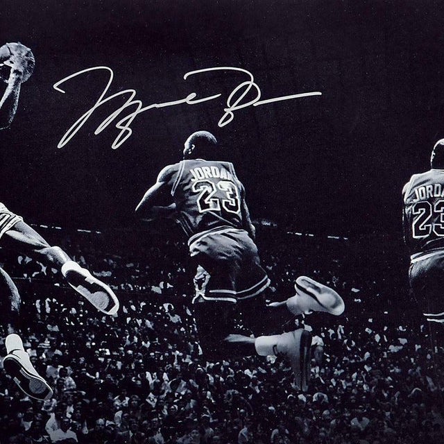 MICHAEL JORDAN Autographed Chicago Bulls "Kiss The Rim" 36 x 18 Photograph UDA LE 123