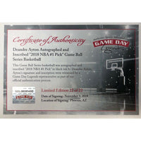 DEANDRE AYTON Phoenix Suns Autographed 2018 NBA #1 Pick Basketball GDL LE 22/22