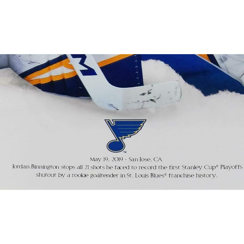 JORDAN BINNINGTON St. Louis Blues Autographed and Inscribed "1st SCP SO 5/19/19" 11x14 Photo FANATICS LE 50