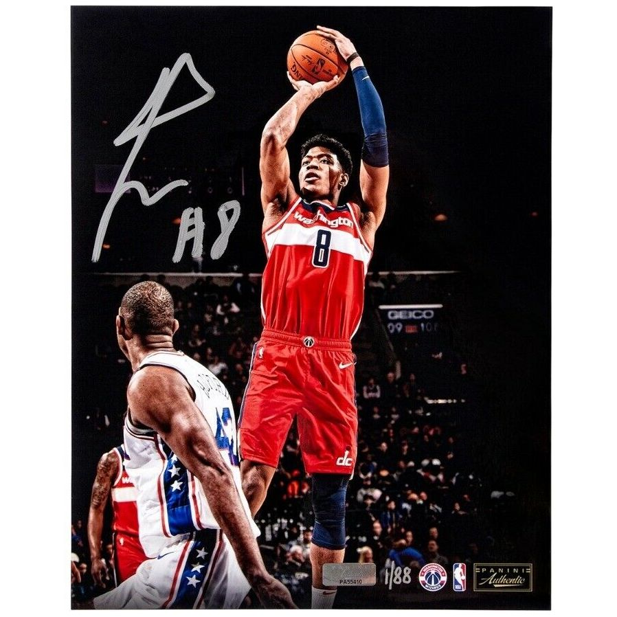 RUI HACHIMURA Autographed Washington Wizards "Jumper" 16" x 20" Photograph PANINI LE 88