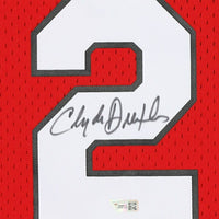 CLYDE DREXLER Autographed Portland Trail Blazers Red M&N Jersey FANATICS