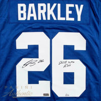 SAQUON BARKLEY Autographed New York Giants "2018 NFL ROY" Blue Nike Jersey PANINI LE 126
