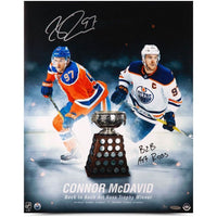 CONNOR MCDAVID Edmonton Oilers Autographed / Inscribed "Back To Back Art Ross" 16 x 20 Photograph Limited Edition of 97 UDA