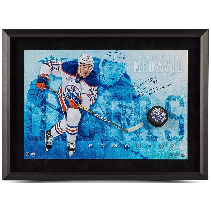 CONNOR McDAVID Autographed Edmonton Oilers MVP "Commanding" Break Through Display UDA LE 97