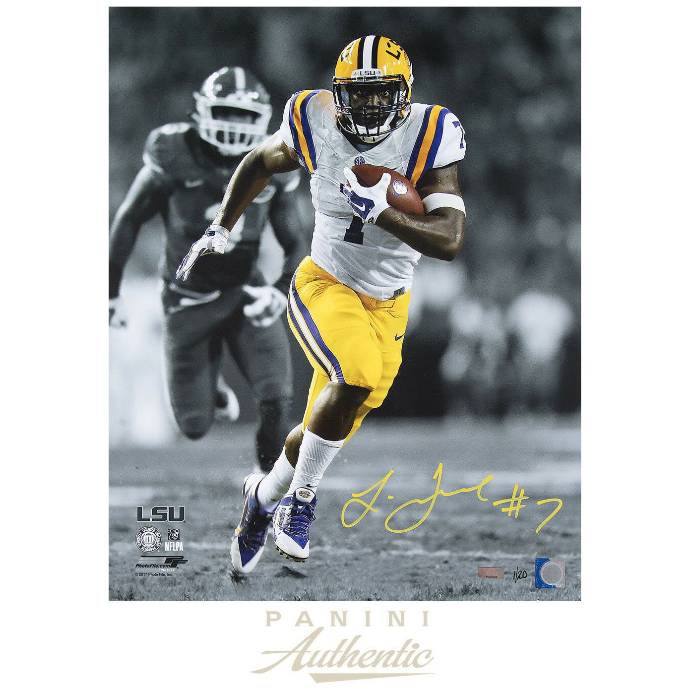 LEONARD FOURNETTE Signed 16 x 20 "Breakaway Speed" Photograph PANINI LE 7/27