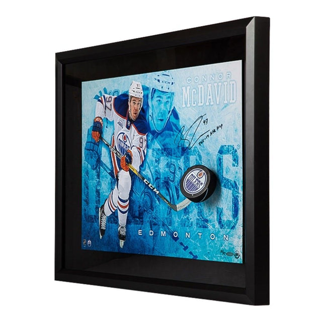 CONNOR McDAVID Autographed Edmonton Oilers MVP "Commanding" Break Through Display UDA LE 97