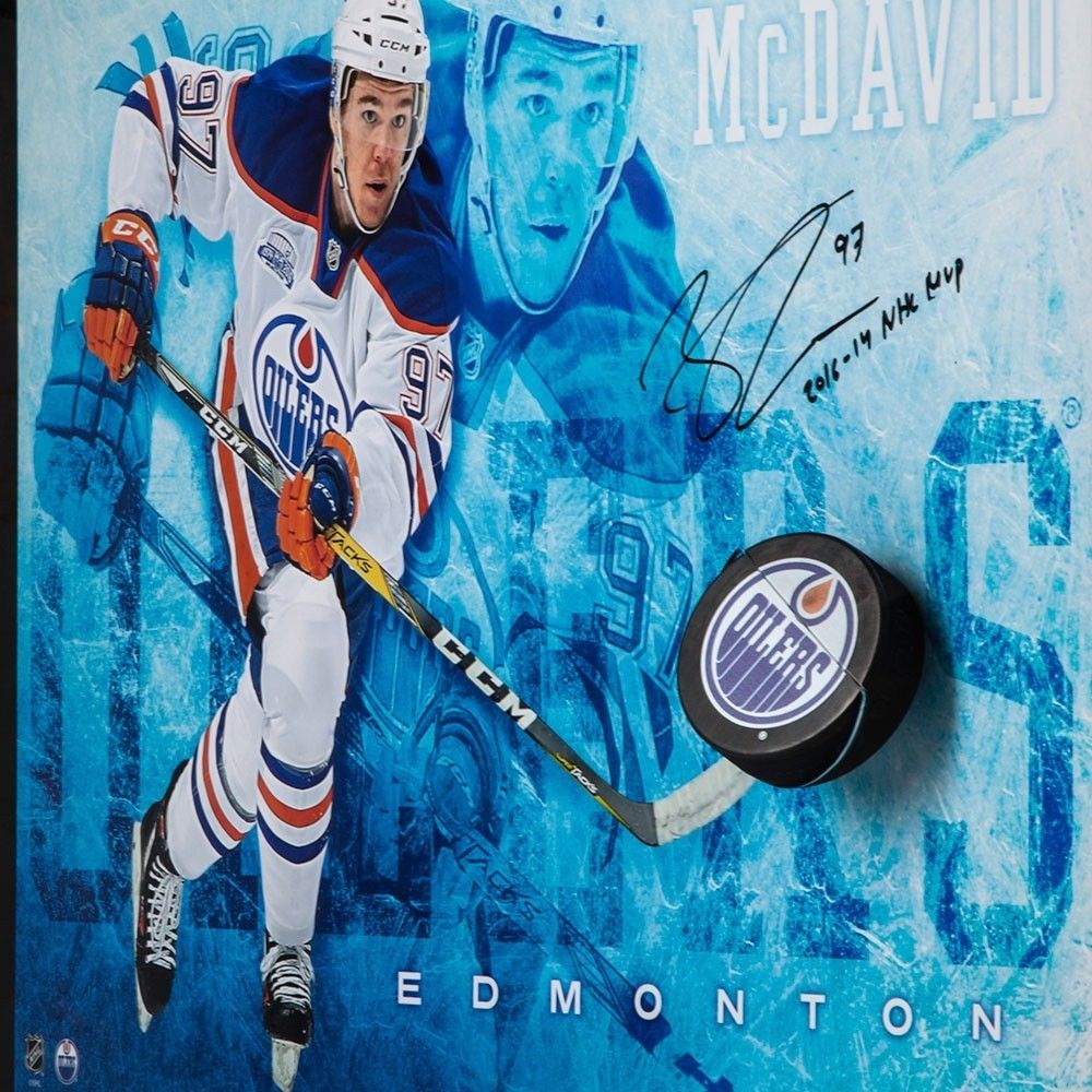 CONNOR McDAVID Autographed Edmonton Oilers MVP "Commanding" Break Through Display UDA LE 97