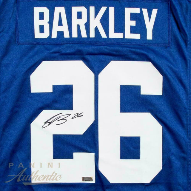 SAQUON BARKLEY Autographed New York Giants Nike Blue Jersey PANINI