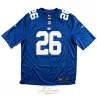 SAQUON BARKLEY Autographed New York Giants Nike Blue Jersey PANINI
