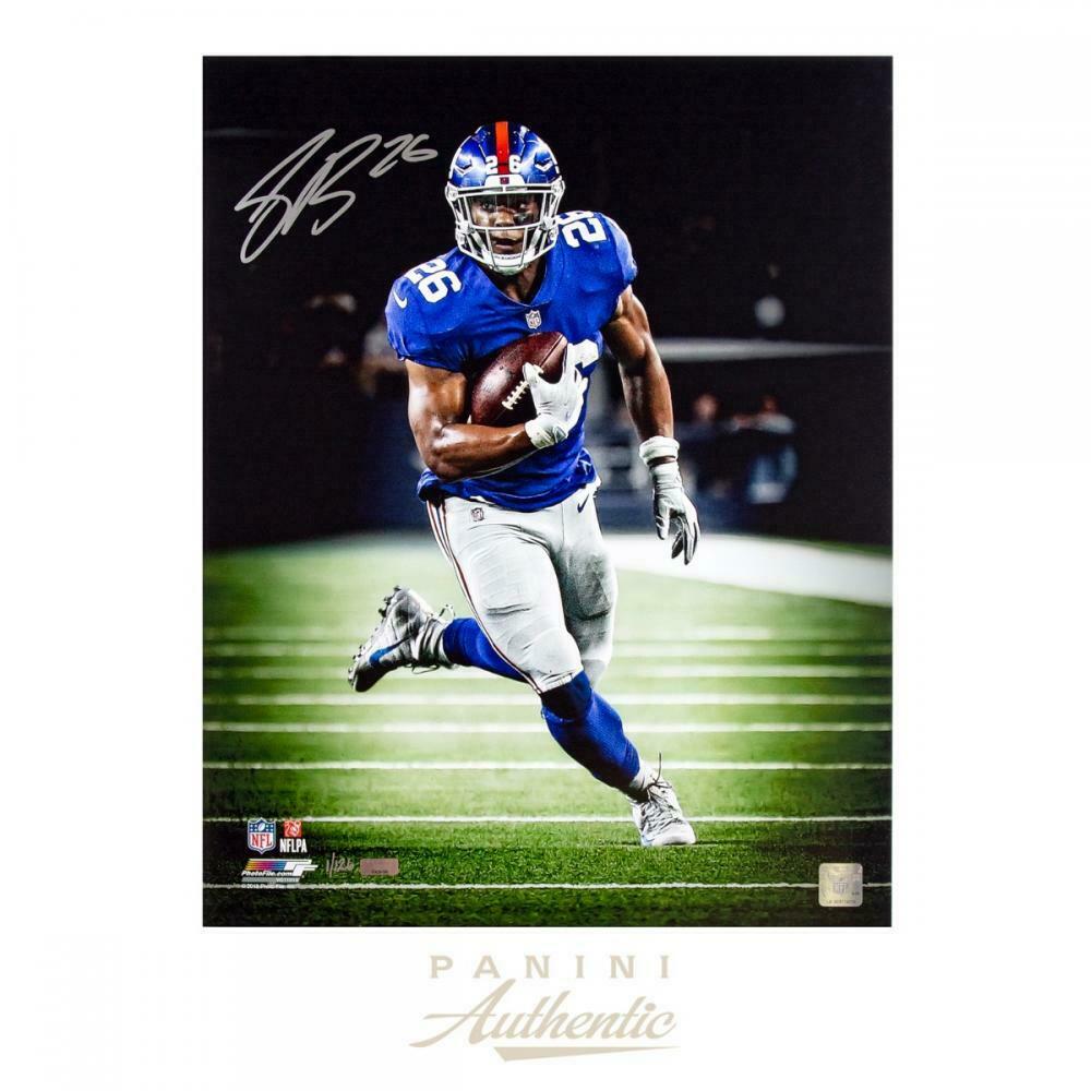 SAQUON BARKLEY Autographed New York Giants "Sideline" 16 x 20 Photograph PANINI LE 126