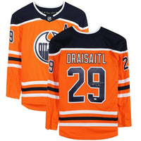 LEON DRAISAITL Autographed Edmonton Oilers Orange Breakaway Jersey FANATICS