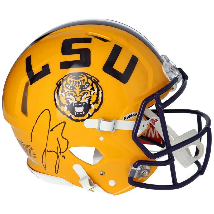 JOE BURROW Autographed LSU Tigers Authentic Yellow Speed Helmet FANATICS