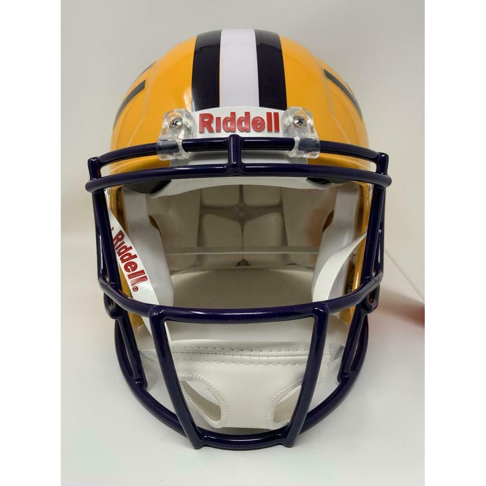 JOE BURROW Autographed LSU Tigers Authentic Yellow Speed Helmet FANATICS