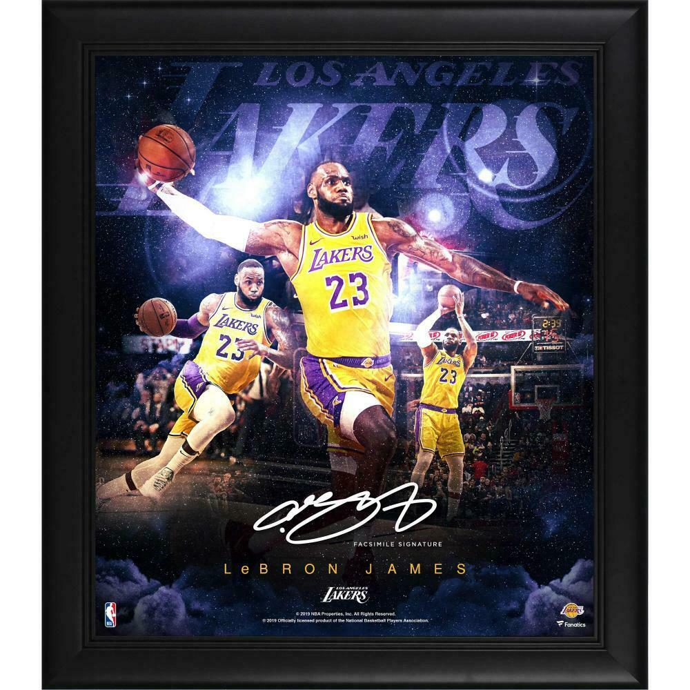 LEBRON JAMES Facsimile Signature Los Angeles Lakers 15" x 17" Stars Of The Game Collage
