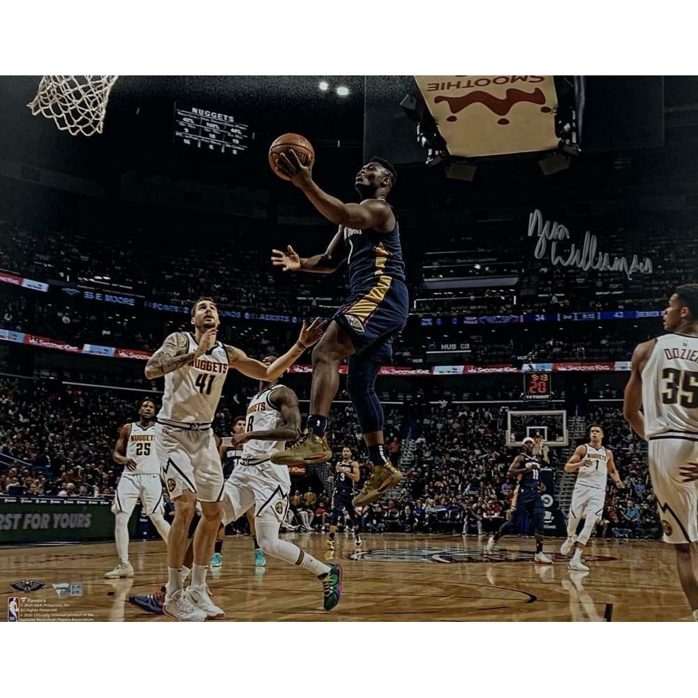 ZION WILLIAMSON Autographed New Orleans Pelicans "Lay Up" 16" x 20" Photograph FANATICS