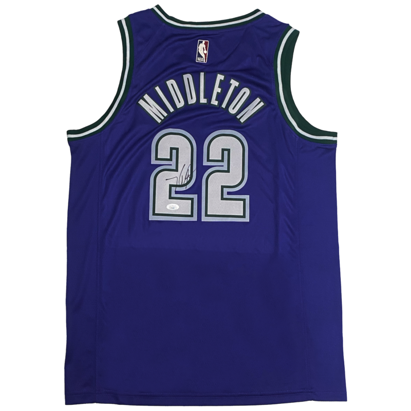 Khris Middleton Autographed Milwaukee Bucks Purple Nike Swingman Jersey JSA